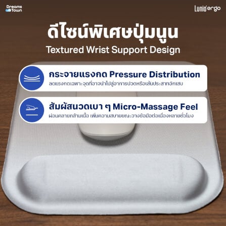 แผ่นรองเมาส์ LUNIO ERGO CYREST MOUSE PAD LIGHT GRAY สีเทาอ่อน_3